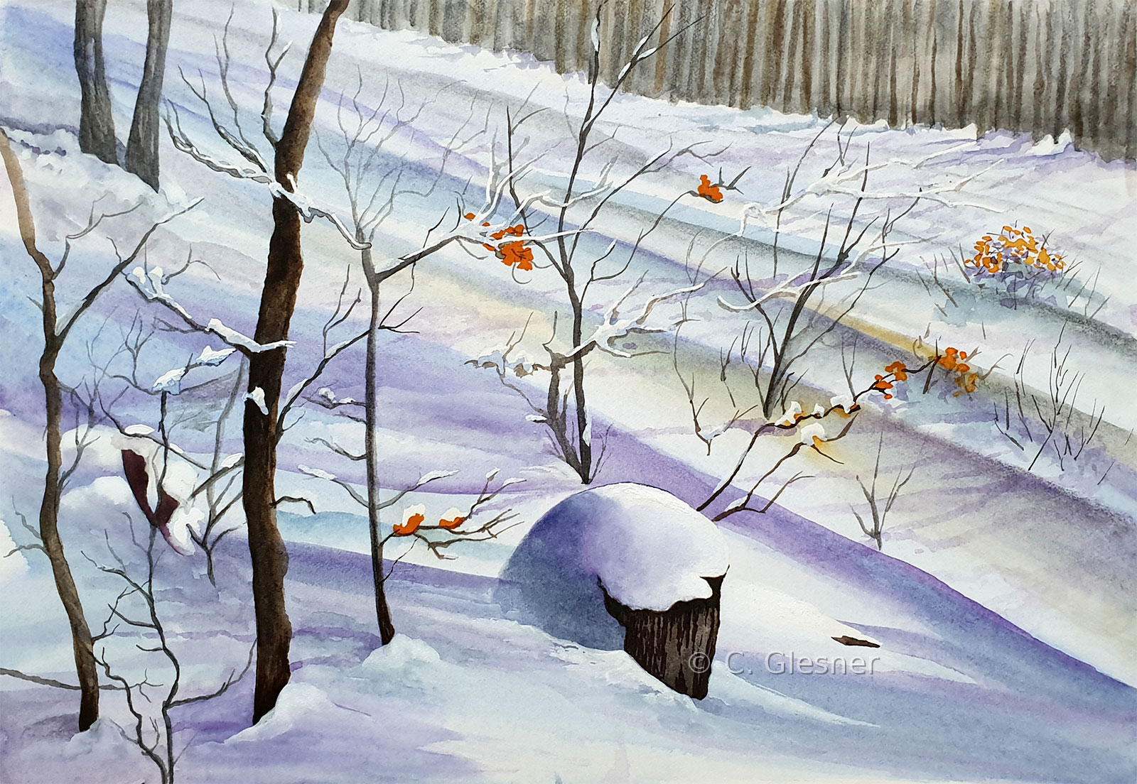 Winter, Aquarell